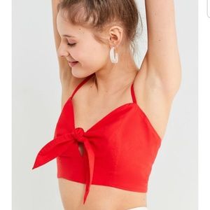 Urban outfitters red Tie up crop top